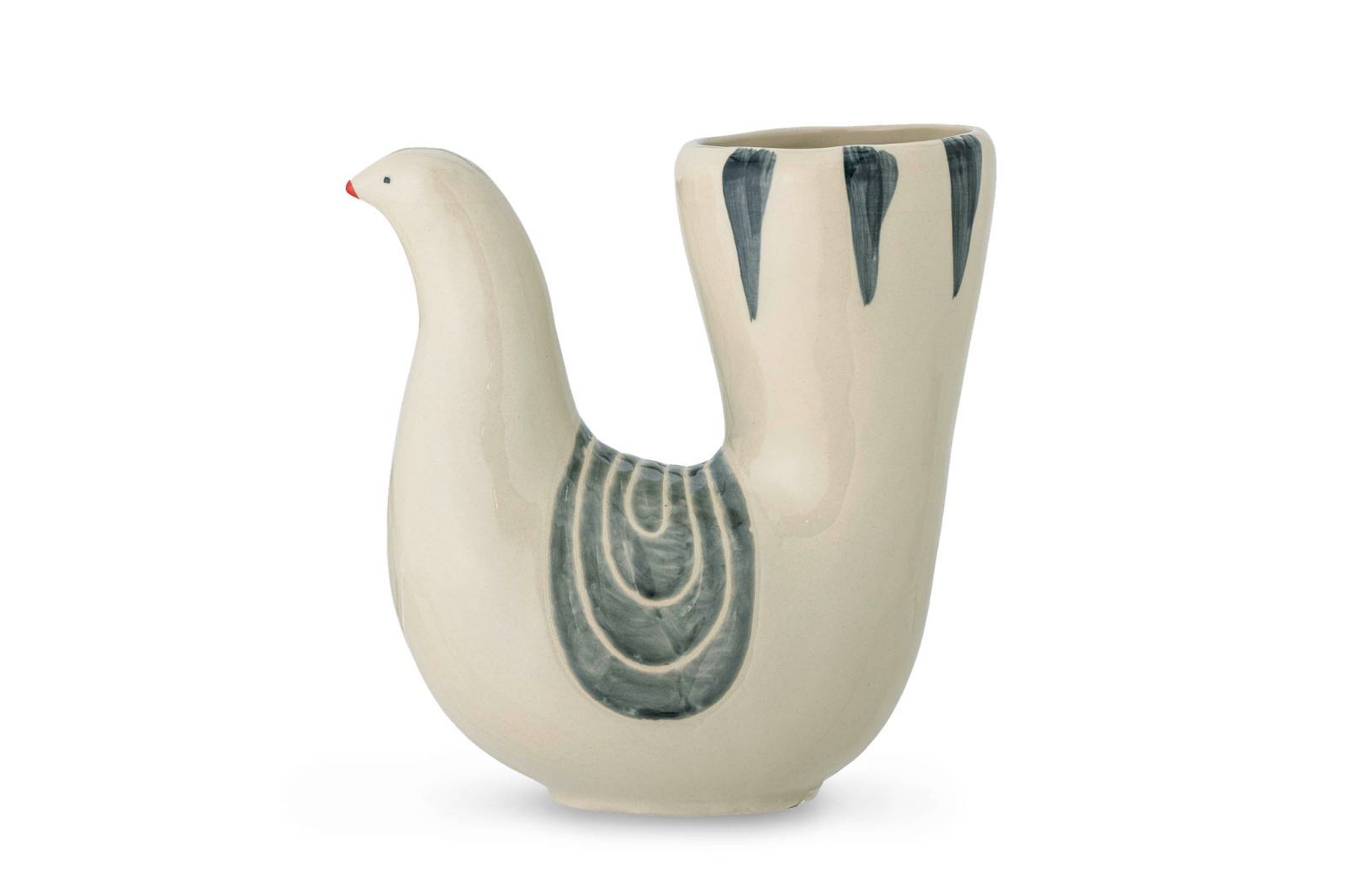 鳥モチーフの青い釉薬が美しいフラワーベース/花瓶　Trudy/15x82060891