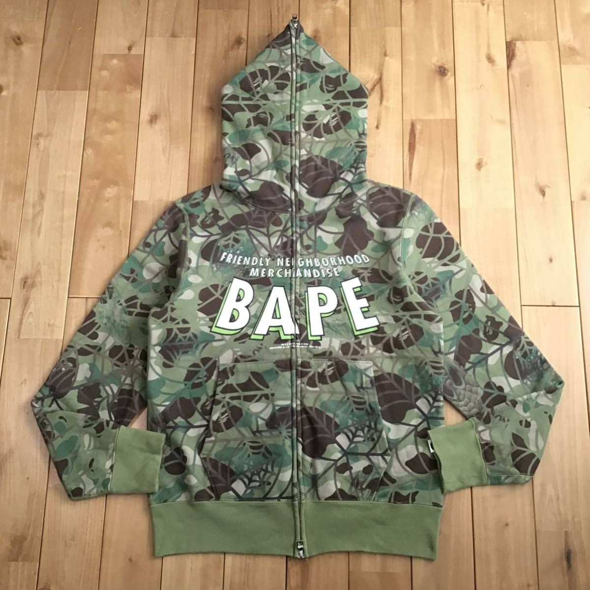 スパイダーマン × BAPE camo フルジップ パーカー Sサイズ marvel 
