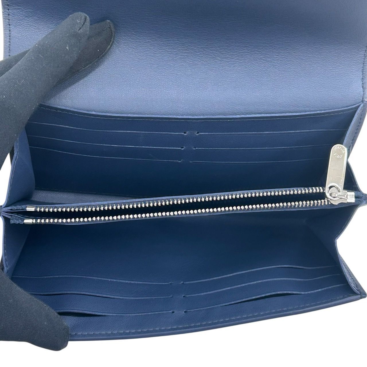 【美品S】ルイヴィトン　ブラザ　ダミエアンフィニ　ネイビー系　長財布 極美品】ルイヴィトン LOUIS VUITTON ポルトフォイユ ブラザ ダミエ