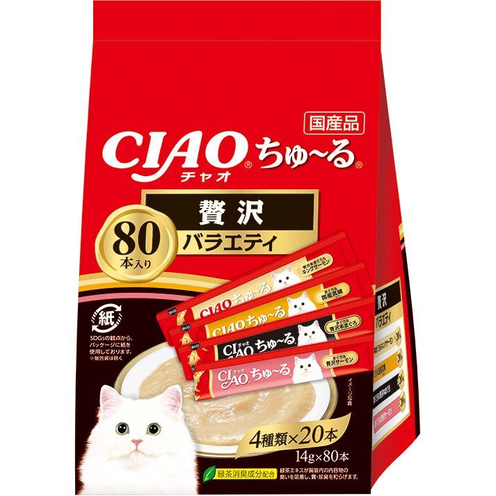 まとめ買い いなばペットフード CIAO ちゅ～る 贅沢バラエティ 14g×80本 猫用おやつ ×3セット