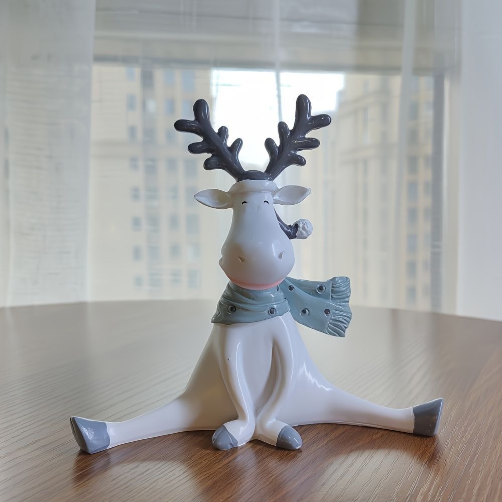 クリスマス オブジェ 置物 座っているトナカイ ガーデンオーナメント インテリア 可愛い  インテリア雑貨 室内 寝室 玄関 アニマルオブジェ 庭 ガーデニング プレゼント ギフト 樹脂 クリス