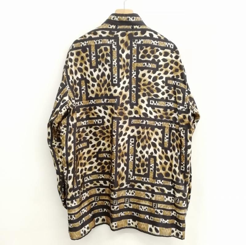 伊製 OLD FENDI 365 ズッカ柄 レオパード デザインシャツ 44 伊製 OLD FENDI 365 ズッカ柄 レオパード デザインシャツ 44