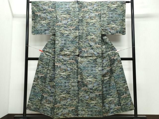 平和屋着物○本場大島紬 7マルキ 麻の葉文 正絹 逸品 CAAX0983vf