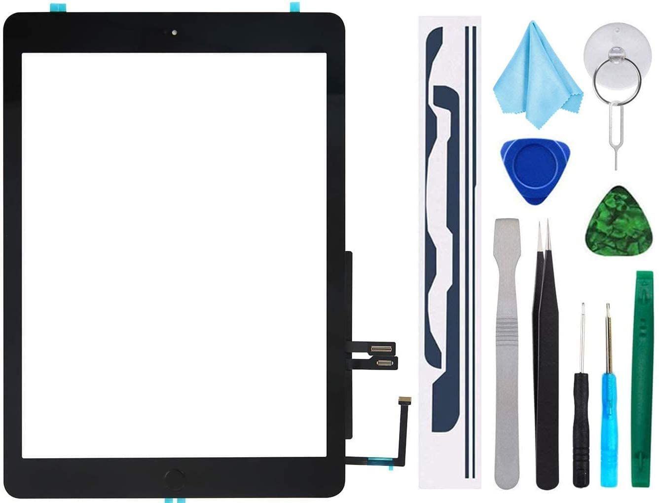 TPhaelay ブラック タッチスクリーン 交換品Ipad 6 第6世代 デジタイザイー 2018 A 1893 1954 9.7インチ プリインストール接着剤 ホームボタン付き