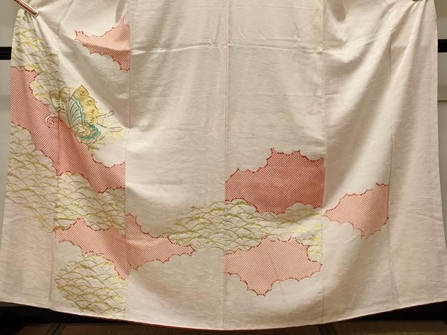 平和屋着物□訪問着 駒刺繍 雪芝舞蝶文 金彩 正絹 逸品 CAAV6072oy  