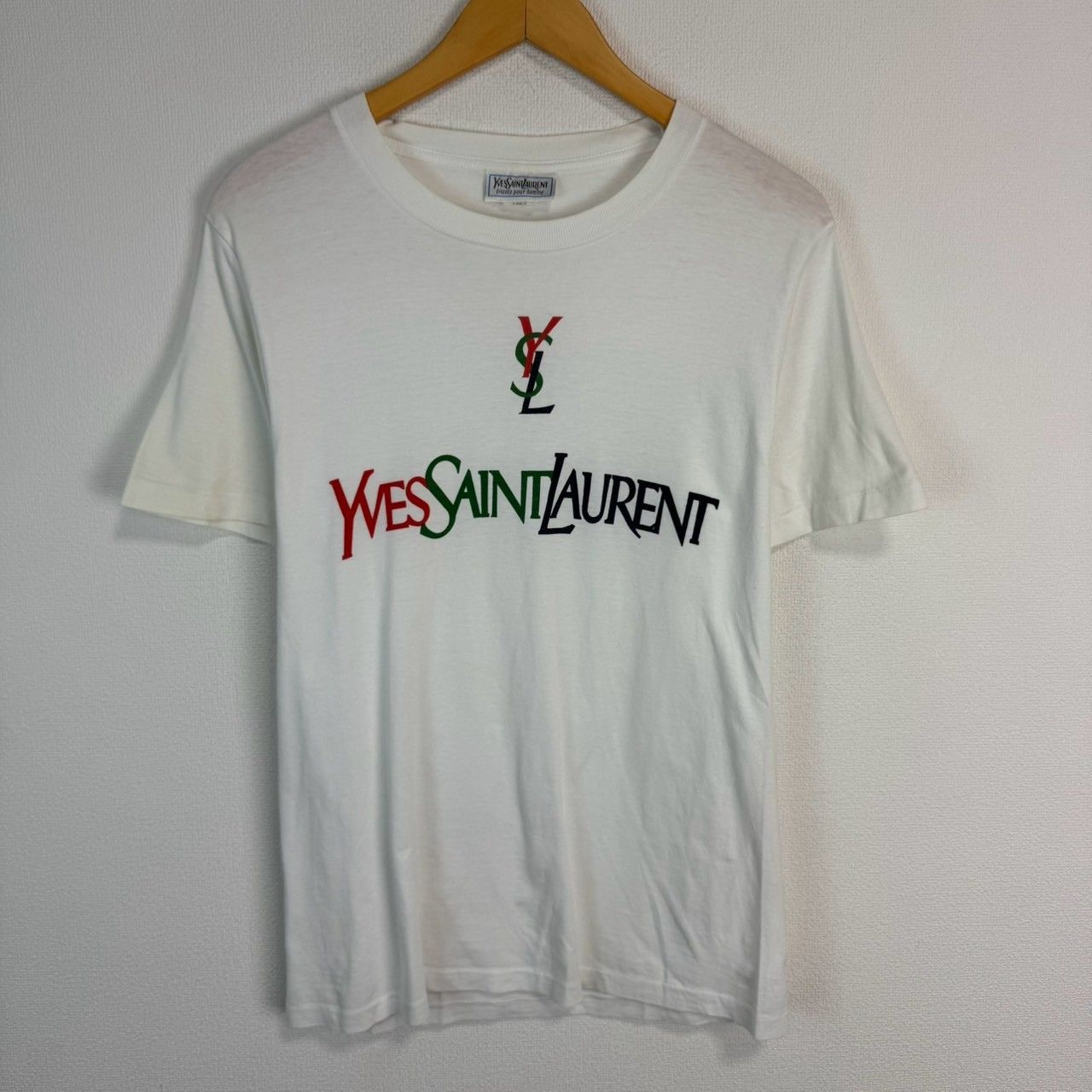 YVES SAINT LAURENT イヴサンローラン 半袖 デカロゴ Tシャツ シンプル 