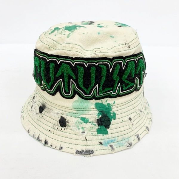CVTVLIST CTLS カタリスト DAMAGED BUCKET HAT バケハ ダメージ加工 ロゴ ペイント メンズ フリーサイズ グリーン系 帽子 DF15854
