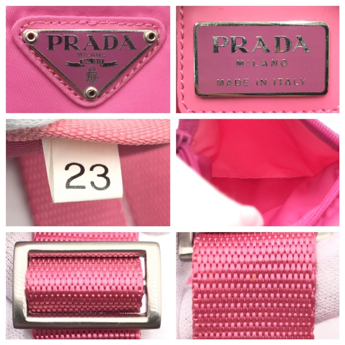 美品 PRADA プラダ テスート 三角ロゴ ピンク シルバー金具 ナイロン ショルダーバッグ ポシェット レディース 407386【中古】 -  メルカリ