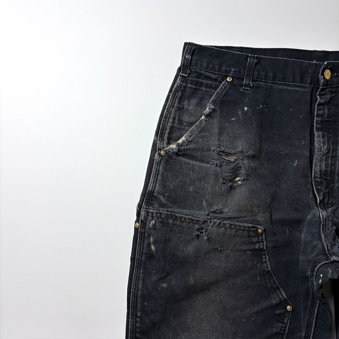 carhartt ダブルニー W34 L32 ブラック 鬼フェード ボロ carhartt ダブルニー W34 L32 ブラック 鬼フェード ボロ