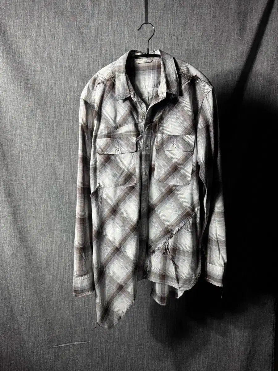メゾンミハラヤスヒロ ダメージ チェックパターンシャツ
