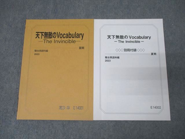 FB25-074 駿台 英語 天下無敵のVocabulary The Invincible/別冊付録 テキストセット 状態良 2023 計2冊 嶋田順行 020S0D