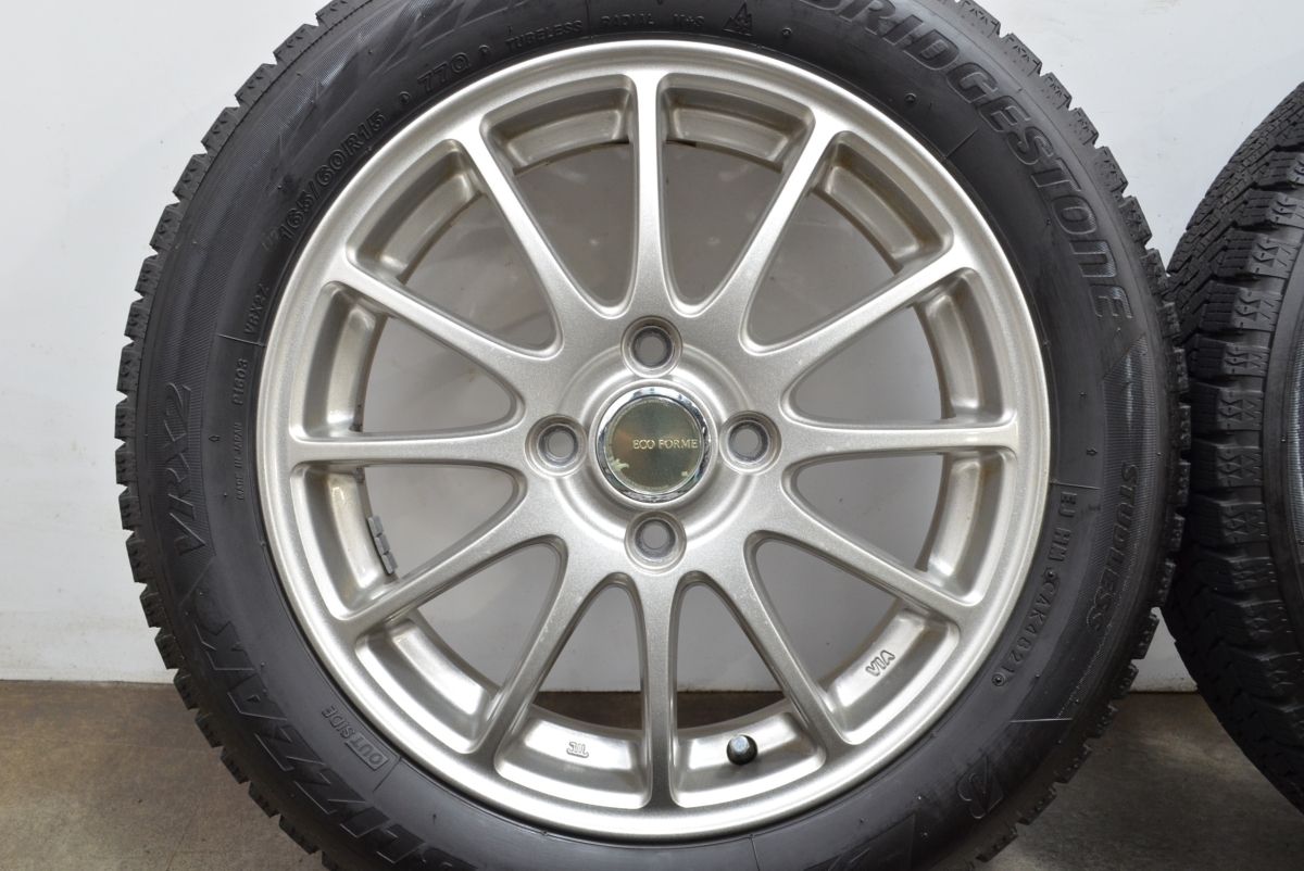 程度良好品 エコフォルム 15in 4.5J 47 PCD100 ブリヂストン ブリザック VRX2 165 60R15 デリカミニ デリカD 2 ソリオ ハスラー FFCRYSTALESIA_COM