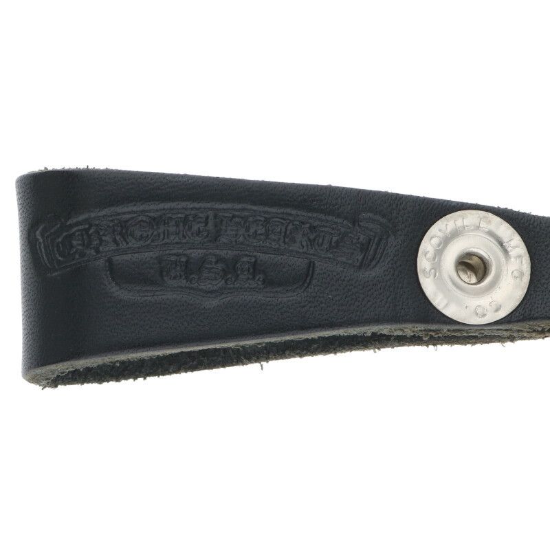 クロムハーツ BELT LOOP クロスボールボタンレザーベルトループ クロムハーツWベルトループクロスボタンブラックレザー|クロム