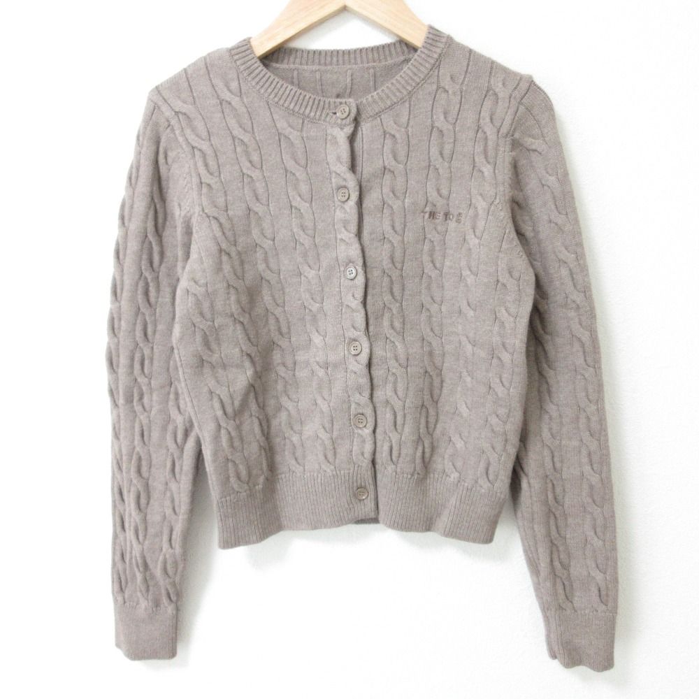 美品 24AW THE TOE ザトゥー BAKER CARDIGAN ショート丈 クルーネック ケーブルニット カーディガン サイズS ベージュ レディース 古着 中古 美品 24AW THE TOE ザトゥー BAKER CARDIGAN ショート丈 クルー