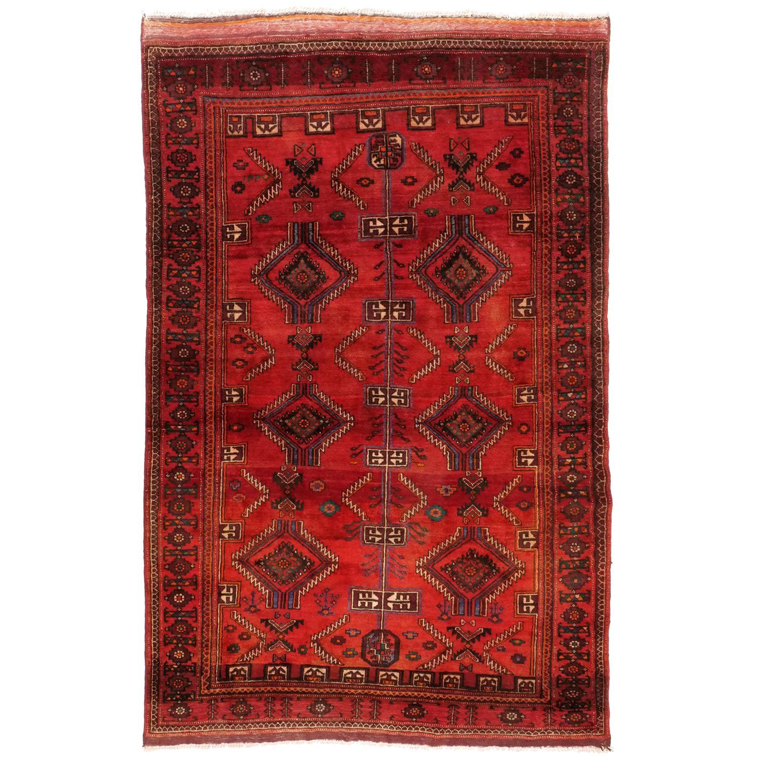 グーチャン 1950年代 2850×1860mm セミアンティーク ダイヤモンドモチーフ 手織り - carpet-アンティークペルシャ絨毯 ヴィンテージラグ専門店 送料無料