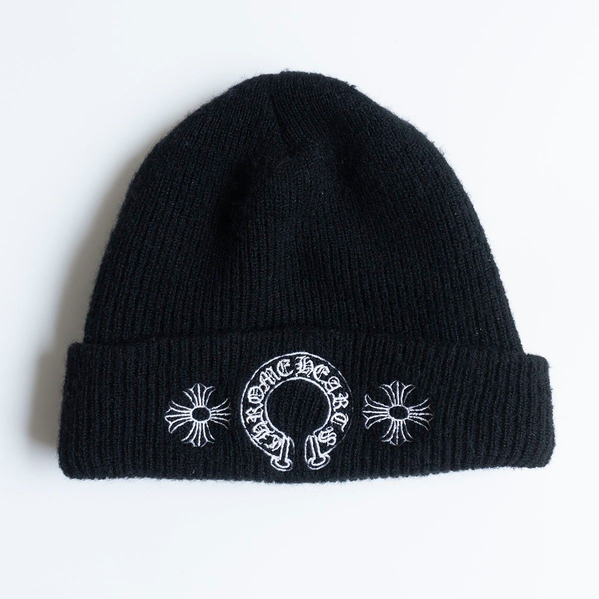 CHROME HEARTS CHプラス ホースシュー刺繍 ニットキャップ ブラック クロムハーツ 25050776