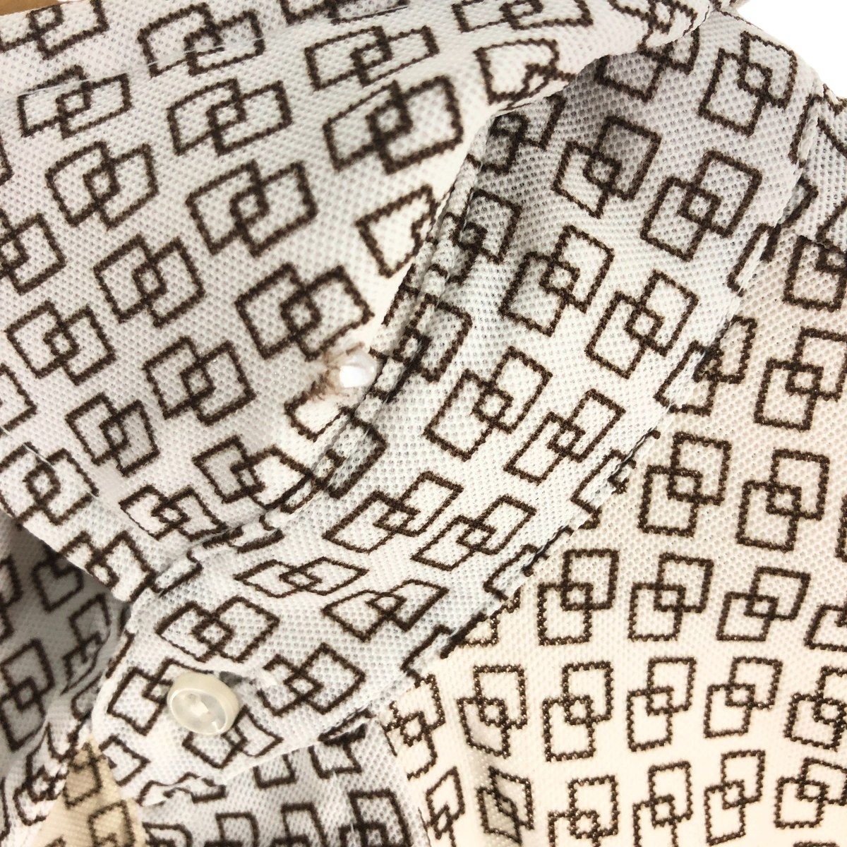 ARROW - 古着 70年代 アロー Arrow KNITS 総柄 鹿の子半袖 ポリシャツ メンズS相当 ヴィンテージ /eaa561092 古着 70年代 アロー Arrow KNITS 総柄 鹿の子半袖 ポリシャツ