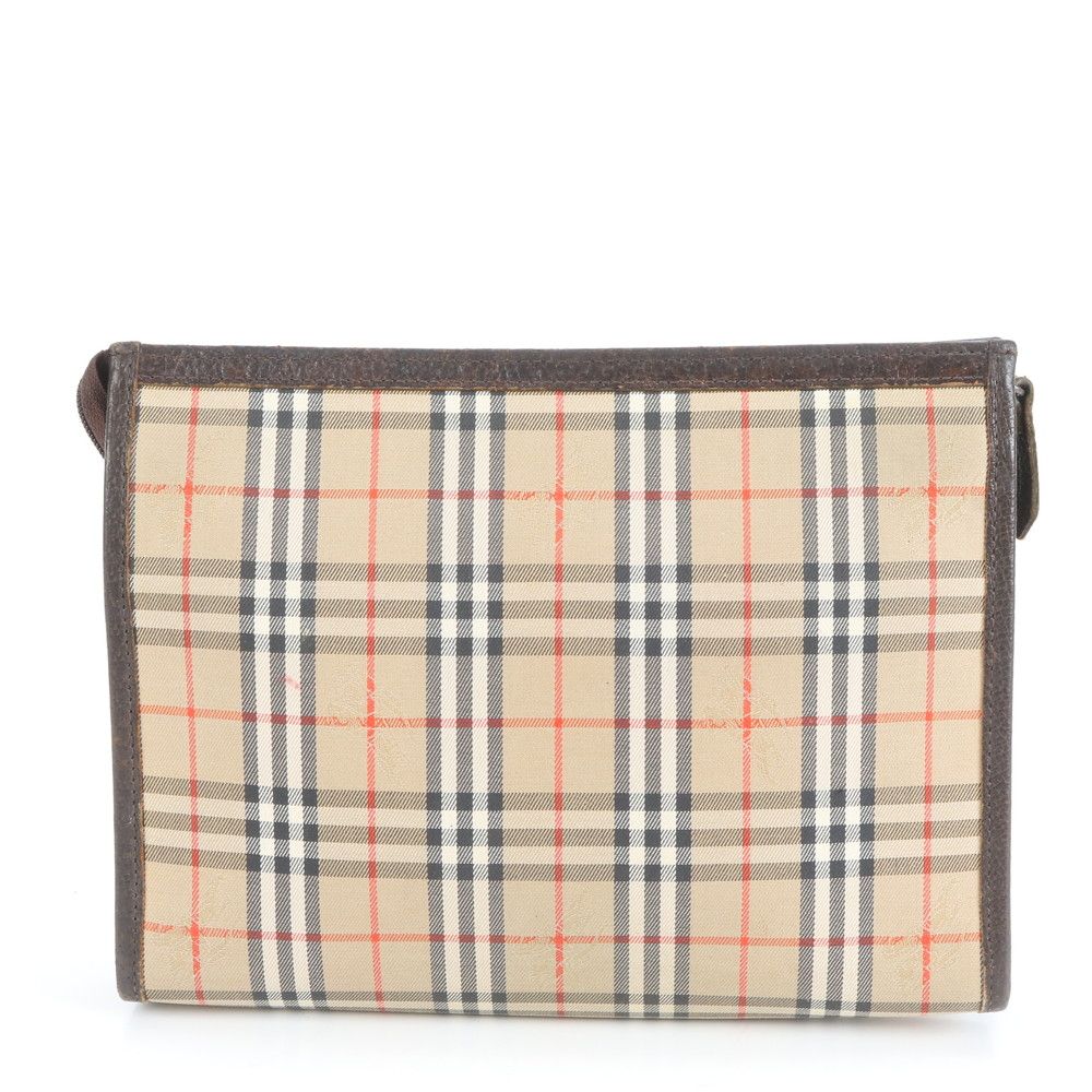 バーバリー ノバ チェック シャドーホース レザー セカンドバッグ クラッチ ポーチ 通勤 ビジネス ブラウン メンズ EEE CW1-9