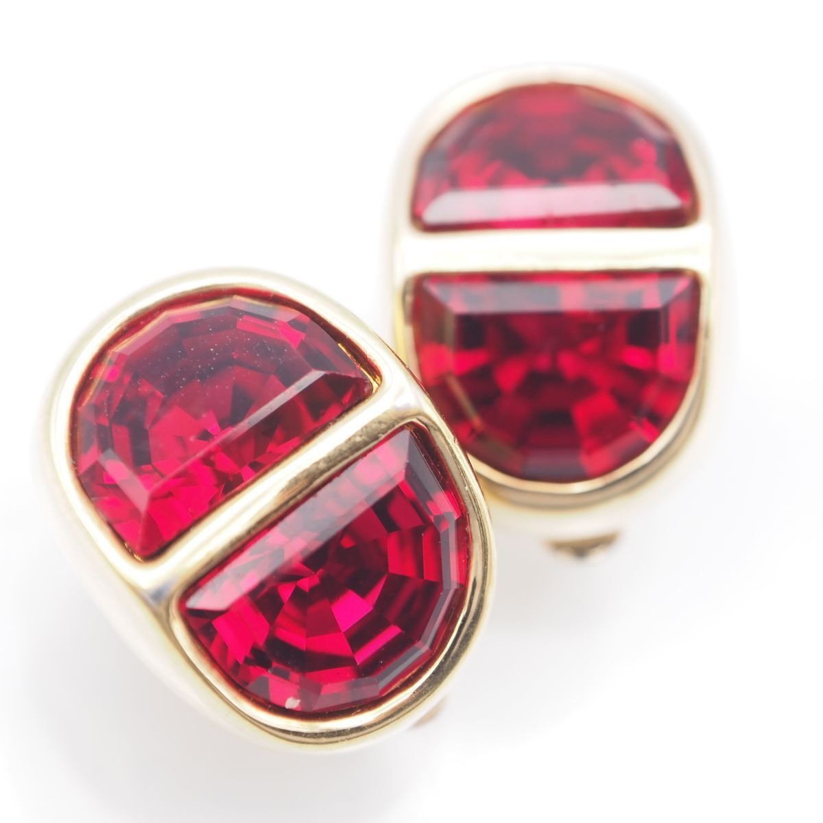 C096 S.A.L スワロフスキー SWAROVSKI イヤリング レッド系