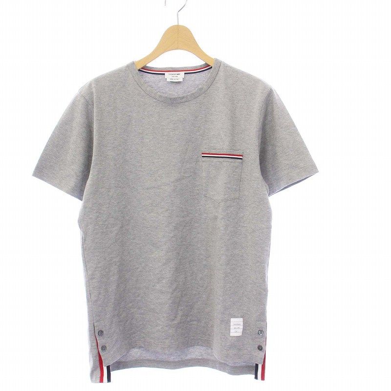 トムブラウン THOM BROWNE RWB ポケット Tシャツ カットソー 半袖 1 S グレー MJS010A-01454055 /KH