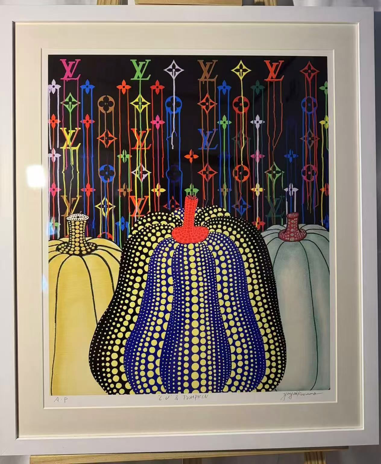 草間弥生 YAYOI KUSAMA かぼちゃ PUMPKIN パンプキン LV - PUMPKIN シルクスクリーン 版画 サイン付き 額済 イラスト 現代アート 模写 美術品 インテリア 飾り