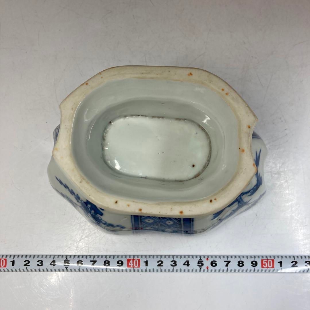 御庭焼　江戸後期　松竹梅図高台鉢　最大横幅16.6㎝　東Y5-0615①タカチ 御庭焼 江戸後期 松竹梅図高台鉢 最大横幅16.6㎝ 東Y5-0615①