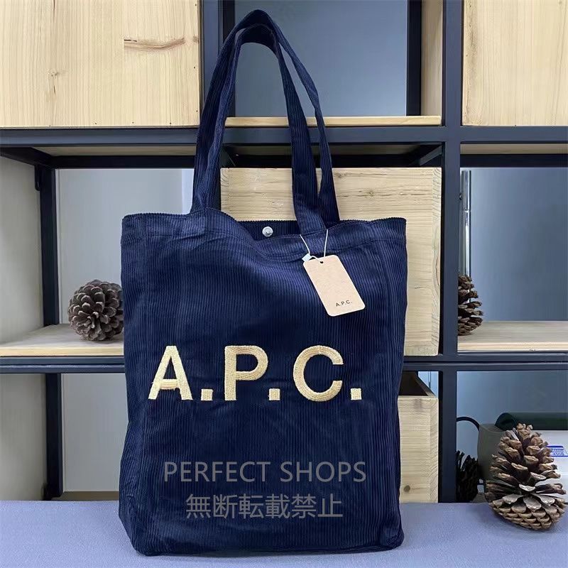 大人気 A.P.C.アーペーセー APC トートバッグ ショルダーバッグ コールテン 大容量 男女兼用 ネイビー - メルカリ