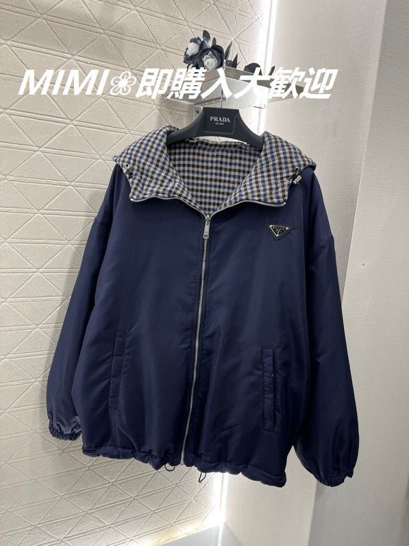 Prada チェック柄 フード付き ダウンジャケット