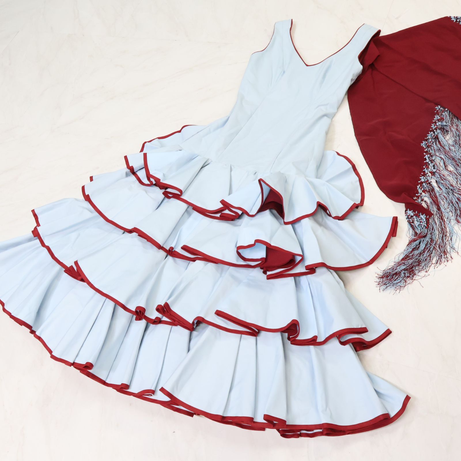 美品 フラメンコ衣装】ブルー trajes sevillanos ワンピース