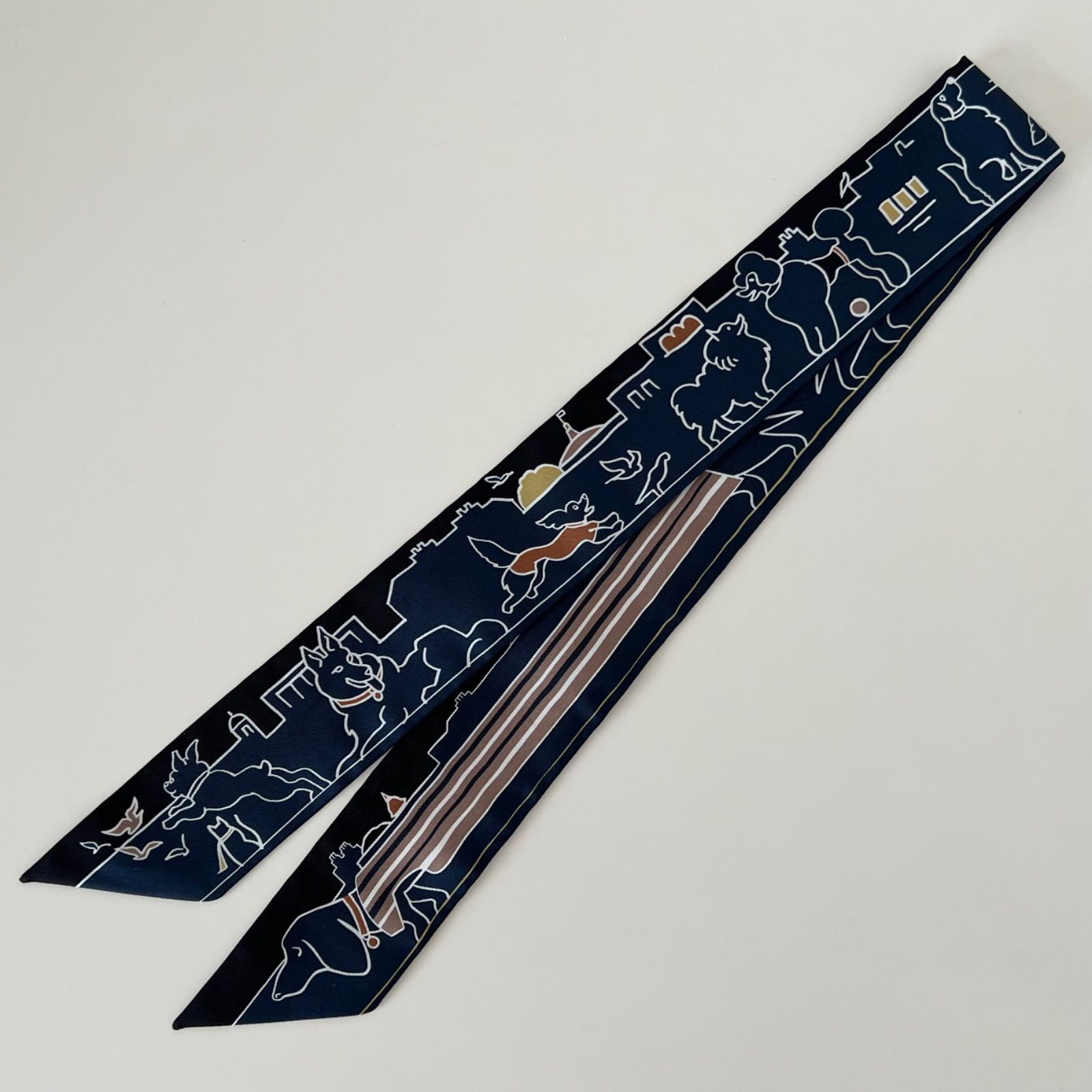 HERMES ツイリー 2024SS パリジャンの犬 ネイビー