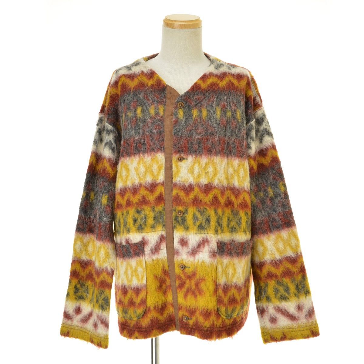 【ENGINEEREDGARMENTS】21AW Crewneck Cardigan - Fair Isle Mohair フェアアイル モヘアウール  ニット長袖カーディガン