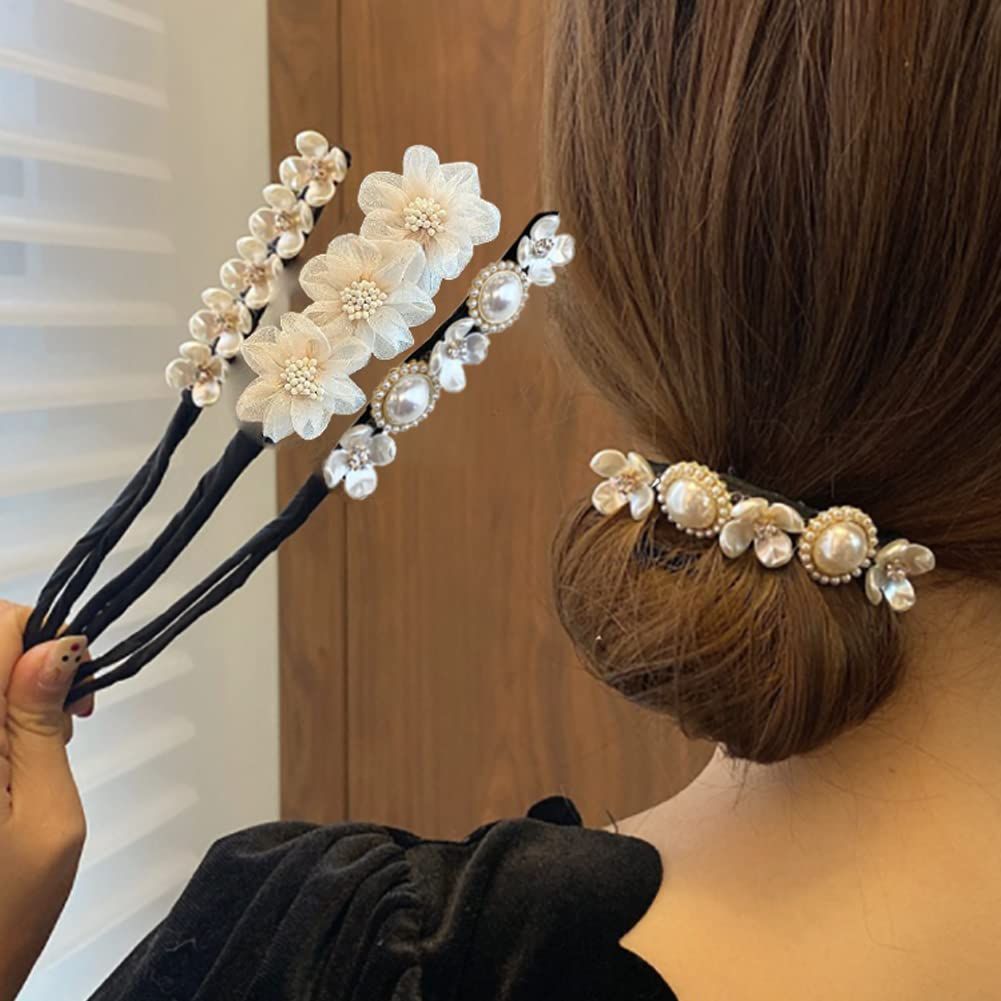 ヘアアクセサリー パール リボン ベージュ