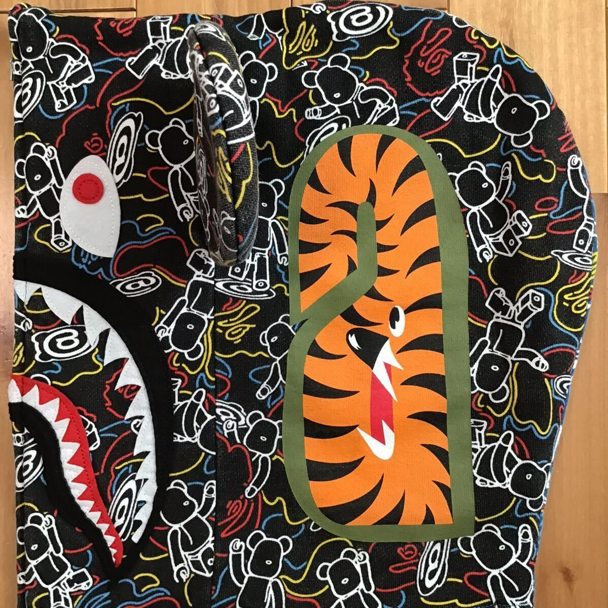 ☆2XL☆ MEDICOM TOY CAMO BE@R SHARK FULL ZIP HOODIE a bathing ape
