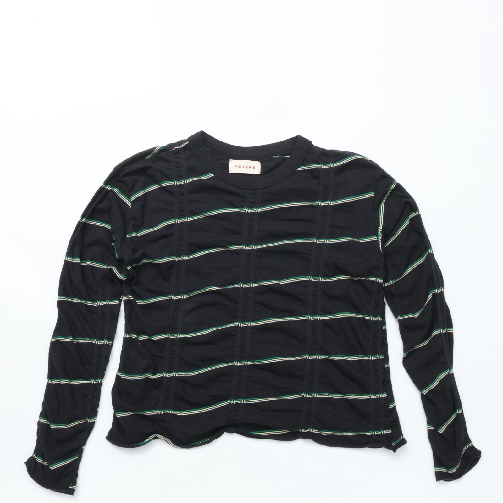 MEYAME メヤメ タックジャガードプルオーバー ボーダー MEYAME メヤメ TUCKED JACQUARD BORDER PULLOVER BLACK タック
