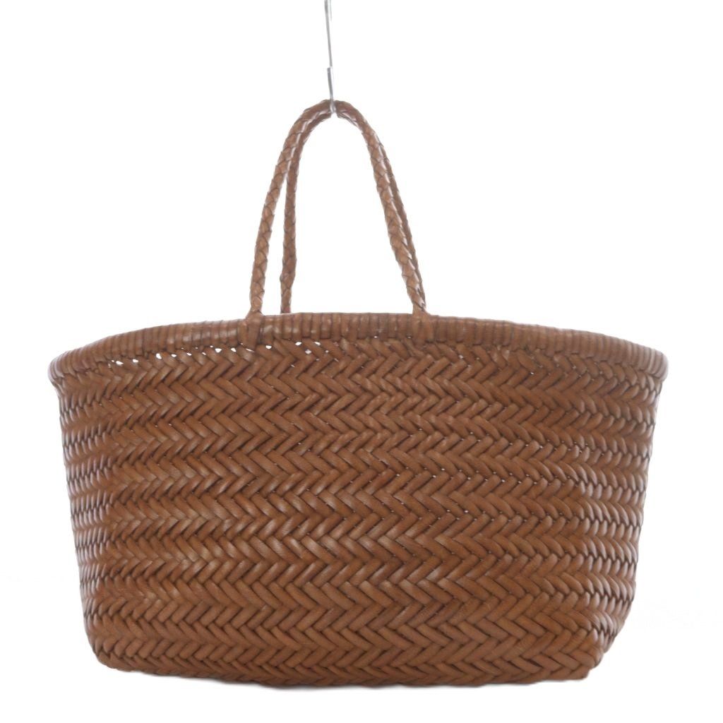 ドラゴン DRAGON かごバッグ ハンドバッグ 編み込み レザー ブラウン YO3