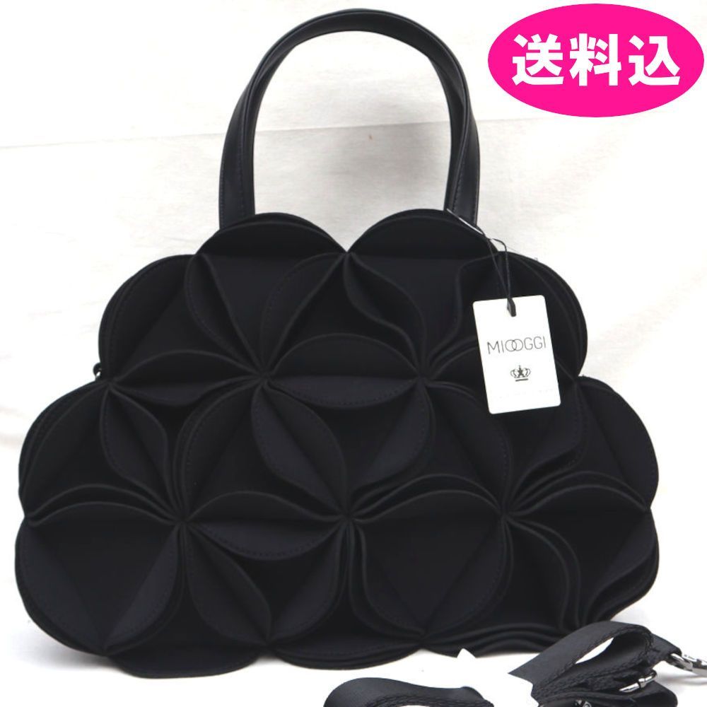 ネオプレン3Dフラワー 2WAY ミニ ボストンバッグ 軽量 JE-343A ブラック