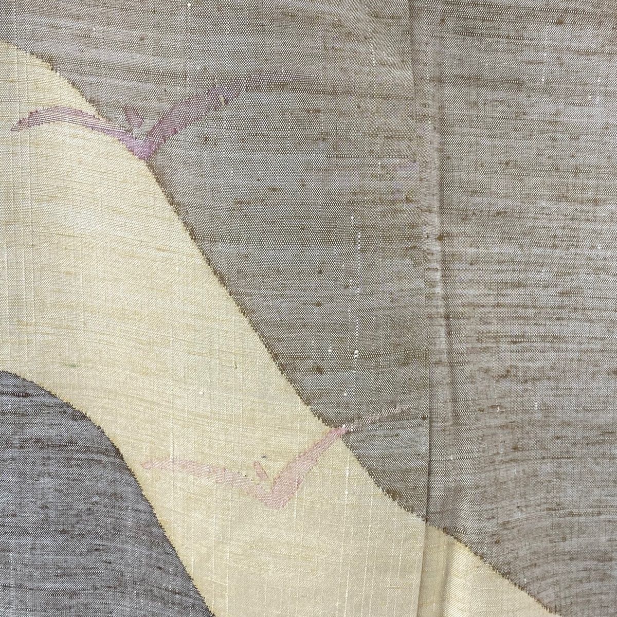 付下げ 身丈158.5cm 裄丈64cm M 袷 能州紬地 上島洋山 落款 幾何学模様  