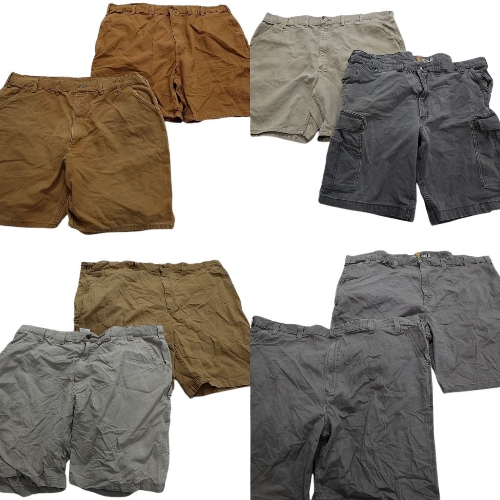 古着卸 カーハート Carhartt ダックショートパンツ 8枚セット メンズ 46 |48 |54 革パッチ グレー 白 カーゴ 古着 NA4837