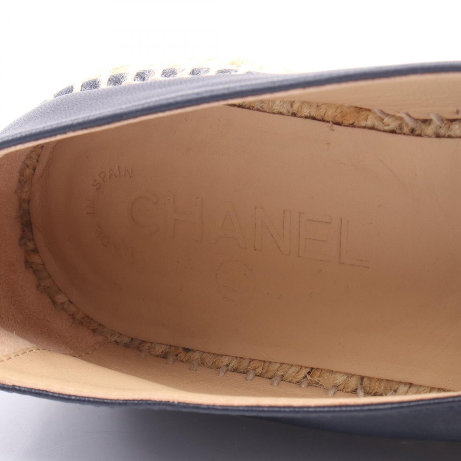シャネル CHANEL ココマーク ネイビー レザー ココマーク エスパドリーユ スリッポン レザー ネイビー G2976 レディース Used A KIN-KAAI_COM