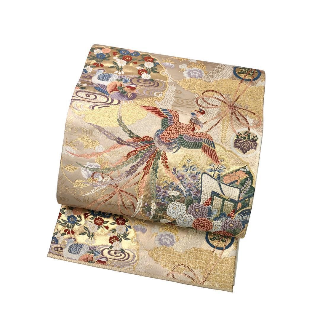 MO-3473 名古屋帯 鳳凰 華模様 金糸 MO-3473 名古屋帯 鳳凰 華模様 金糸 - メルカリ