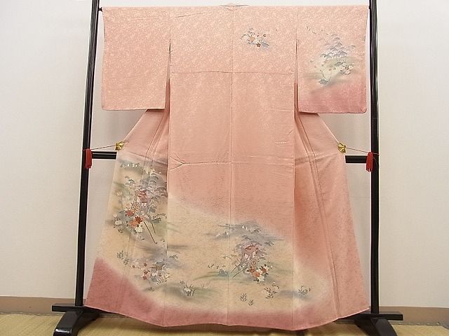 平和屋野田店■訪問着　御所車松紋　暈し染め　金彩　逸品　n-by3790