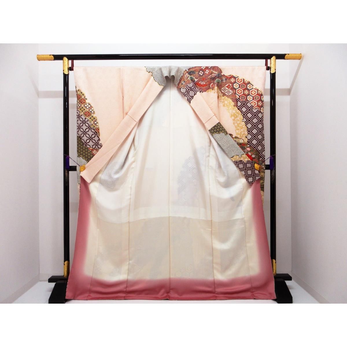 振袖 友禅金彩加工 刺繍入り絞り加工