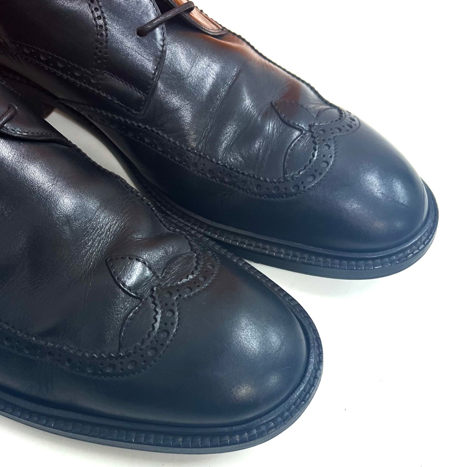 やや目立つ傷や汚れがある状態売り切り☆ルイヴィトン 革靴 ウイングチップ 黒 6.5(25.5)ビジネス