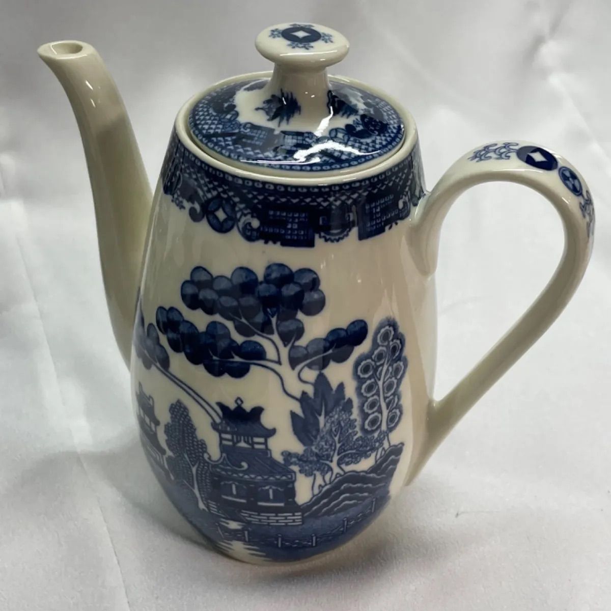 ヴィンテージ イギリス コーヒーポット カップ付き ☆ウィローパターン