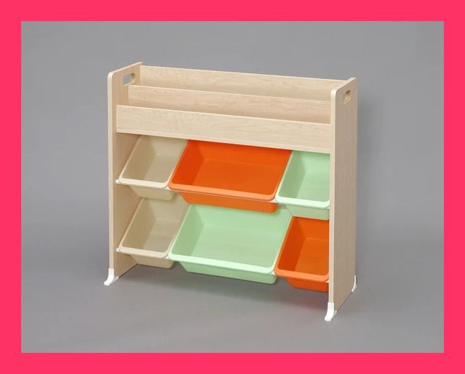 【アイリスオーヤマ　収納・家具　キッズ・キャラ収納】　絵本棚付トイハウスラック ETHR-26色：キャロット 絵本やおもちゃが収納できる絵本棚付ト おすすめ おしゃれ　売れ筋　人気 6909894
