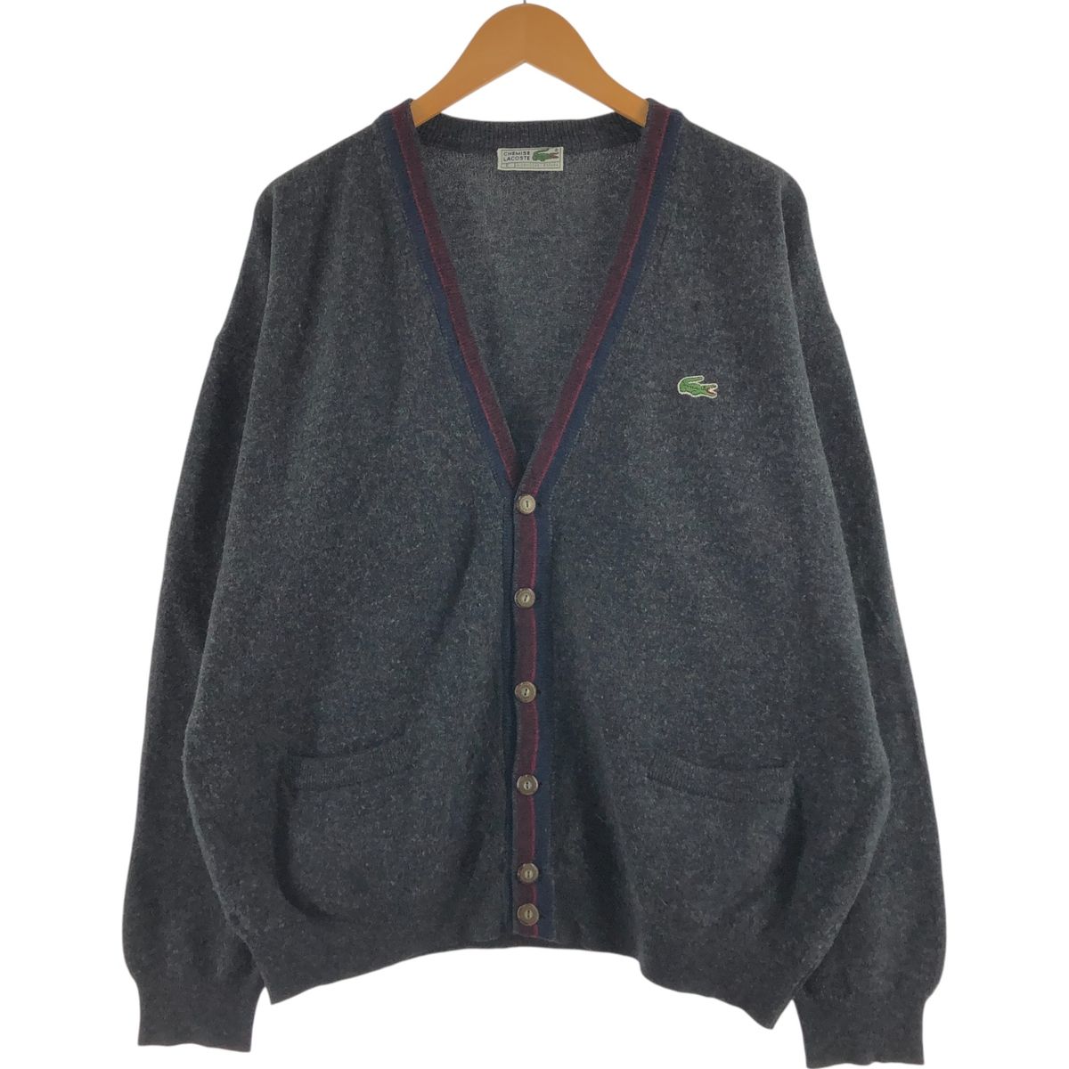古着 70年代 ラコステ LACOSTE ウールニットカーディガン メンズXXL相当 ヴィンテージ/eaa510936