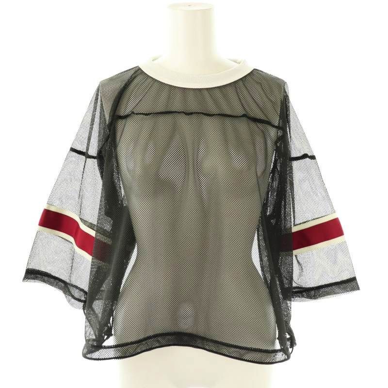 ジョンメイソンスミス ジェーンスミス 25SS POLYESTER MESH FOOTBALL SHIRT カットソー メッシュ 38 黒 赤 白 /MI ■OS レディース ジョンメイソンスミス JOHN MASON SMITH ジェーンスミス 25SS
