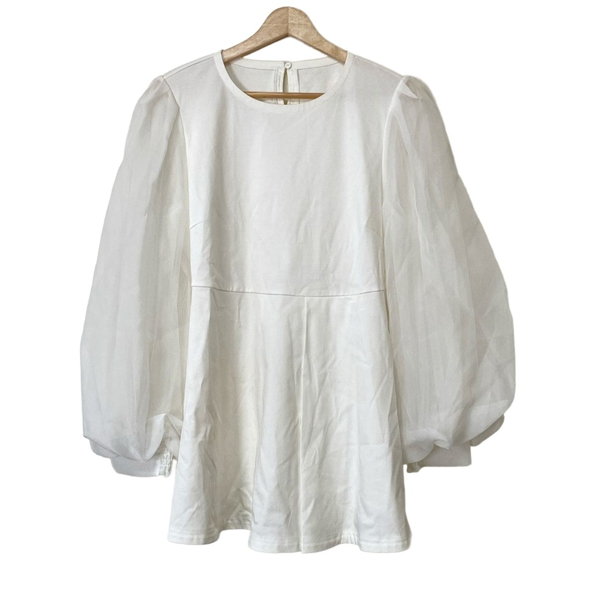 CELFORD セルフォード チュニック サイズ38 M レディース - アイボリー クルーネック 長袖 シースルー