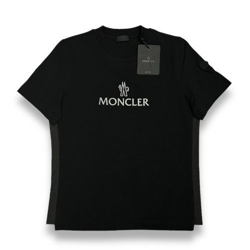 新品 MONCLER リフレクターロゴ サイドメッシュ Tシャツ ブラック 