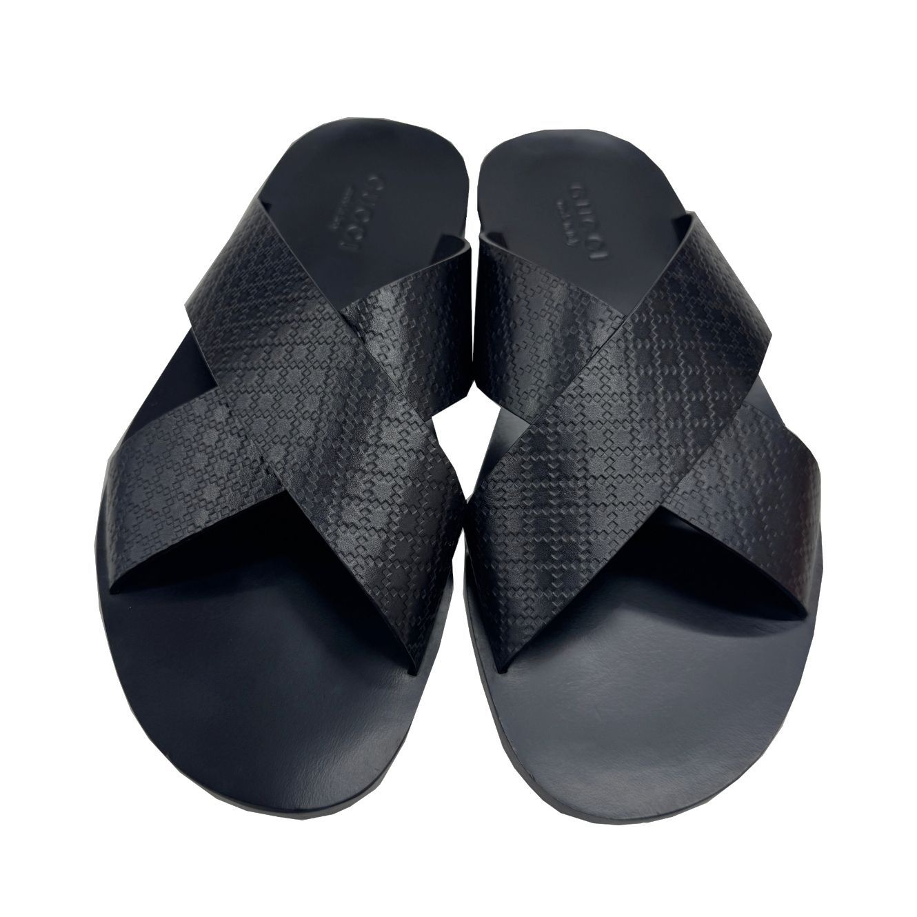 中古】GUCCI グッチ サンダル メンズ 7サイズ 約26cm ブラック レザー